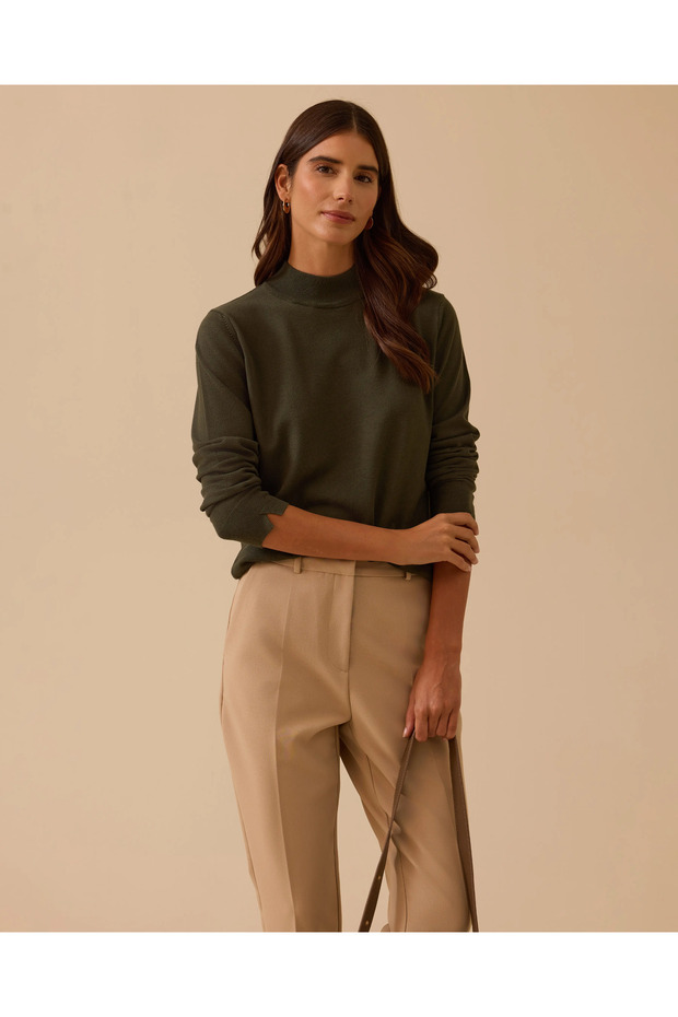 Yarım Balıkçı Yaka Basic Triko Bluz - 2