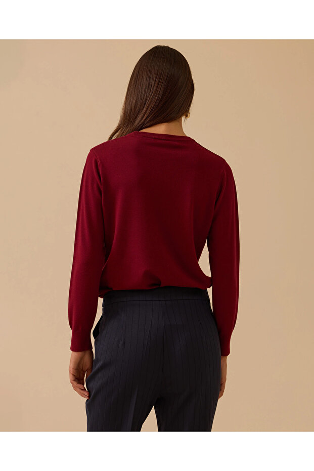 Sıfır Yaka Basic Triko Bluz - 4