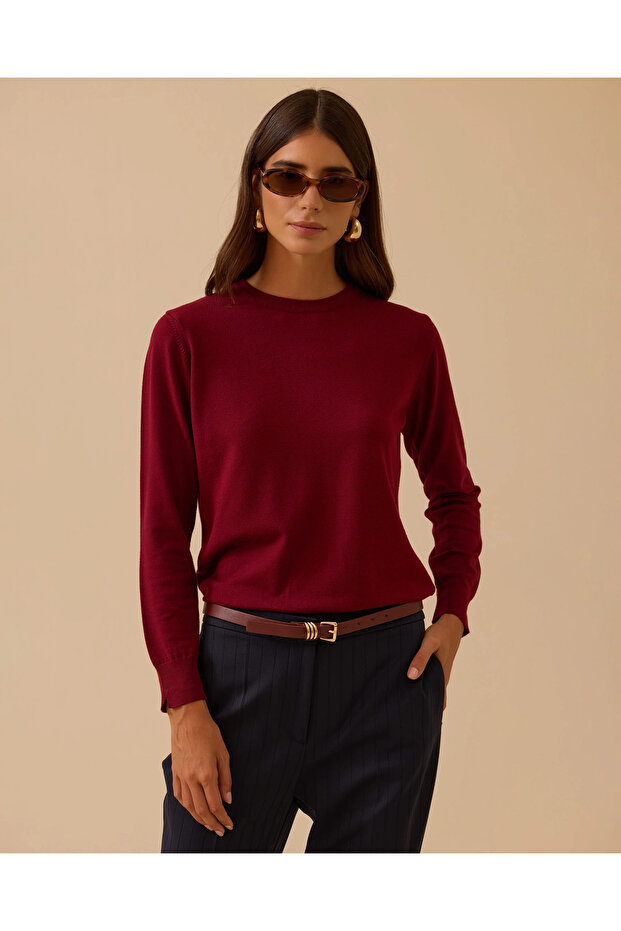 Sıfır Yaka Basic Triko Bluz - 1