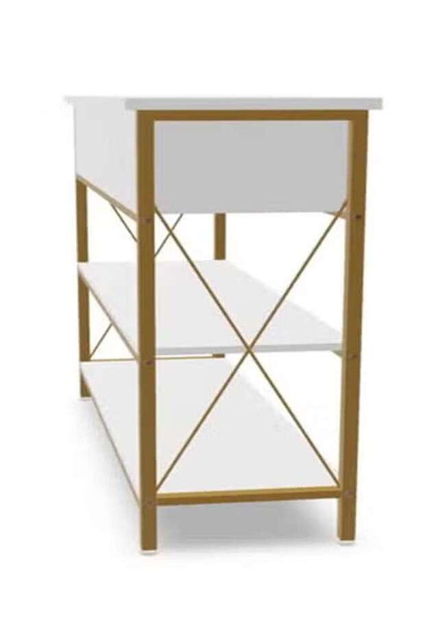 Console Table with 2-Tier Storage Shelves, Sofa Table with 2 Drawers, Side Buffet Table for Entr - 5