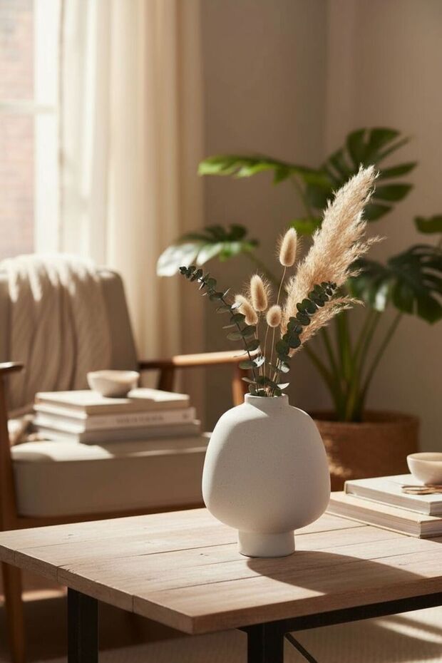 فازة سيراميك عصرية – أبيض مطفي - 1