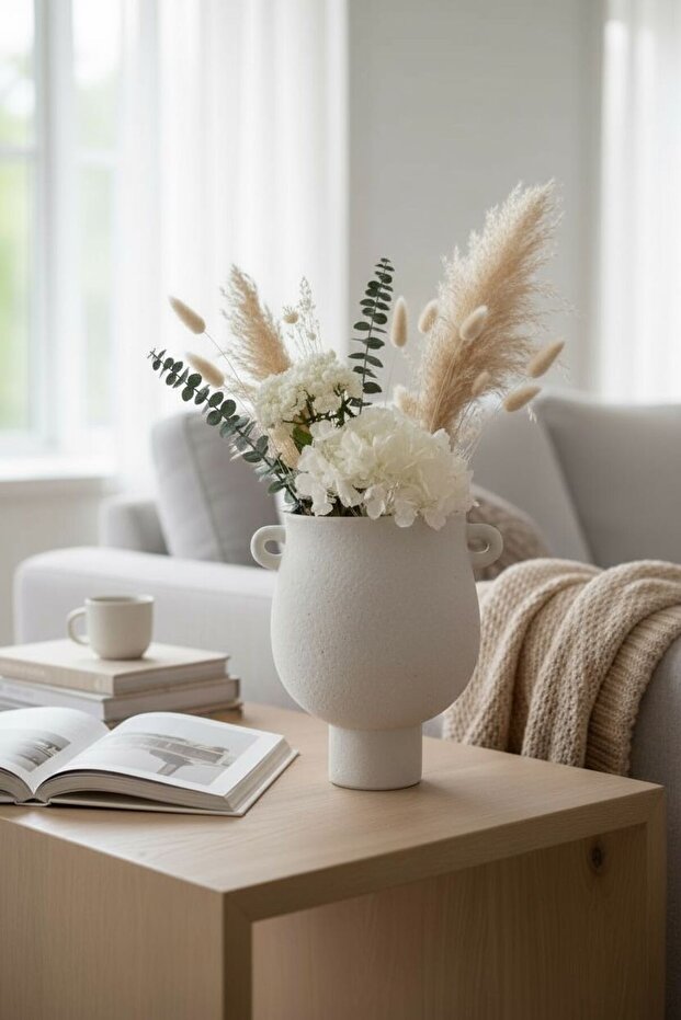 Decorative ceramic vase with two side handles - 1