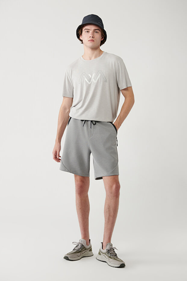 Erkek Gri Soft Touch Yandan Cepli Parçalı Regular Fit Şort A41Y3600 - 1