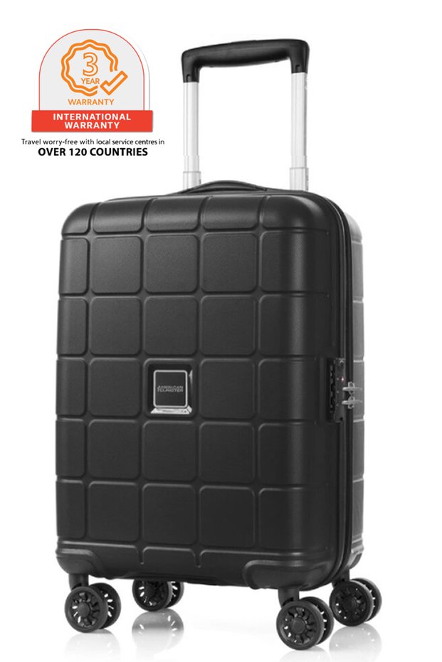 Hundo Suitcase 55 cm or 20 inch Spinner Polypropylene Black TSA Lock