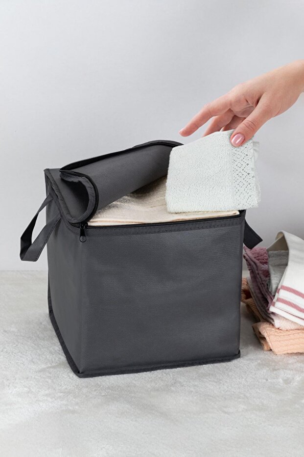 3 Pieces Windowless Mini Pouch Towel Clothes Underwear Organizer Storage Bag 25X25X25Cm Anthracite