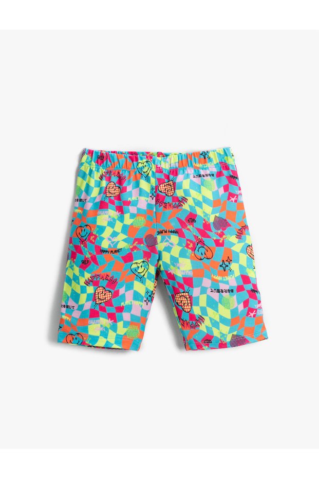 Leggings with Elastic Waist and Above Knee Printed