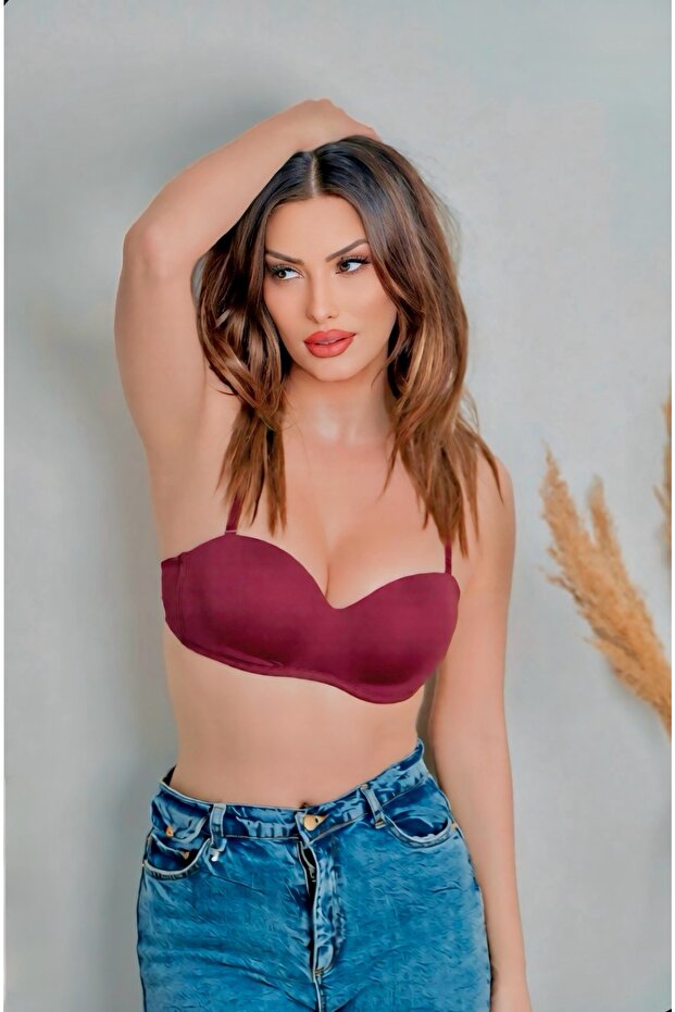 Burgundy Gathering Underwire Unfilled Lotus Bra