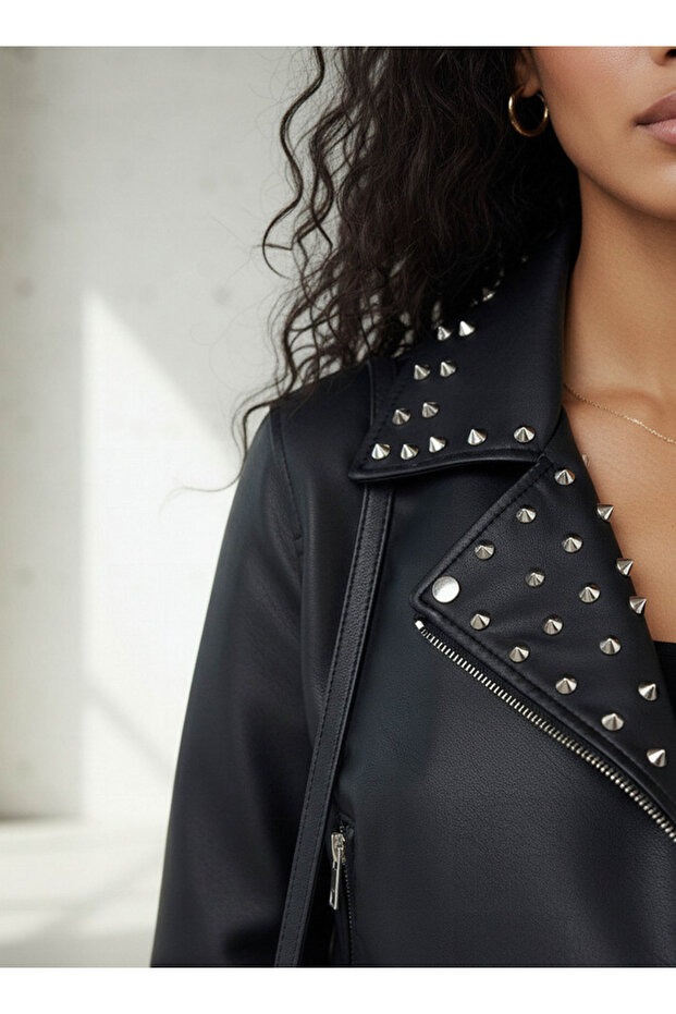 سترة راكبي الدراجات النارية من مادة البولي يوريثان العادية مع جيوب - 4