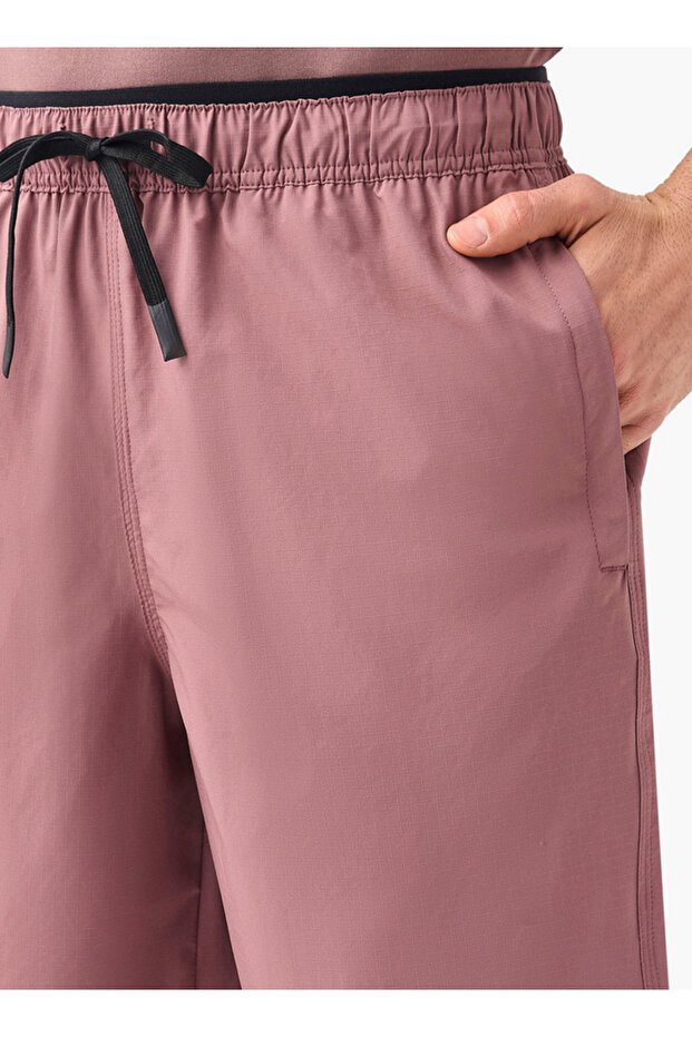 Solid Shorts with Drawstring Closure and Pockets - 4
