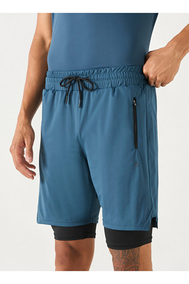 Hybrid Shorts with Drawstring Closure and Pockets - 1