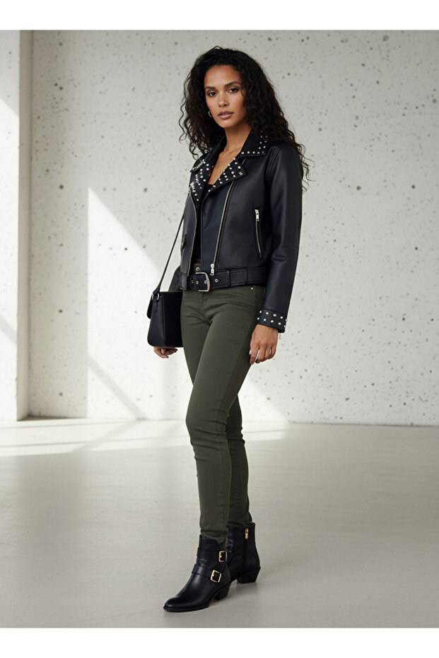 سترة راكبي الدراجات النارية من مادة البولي يوريثان العادية مع جيوب - 2