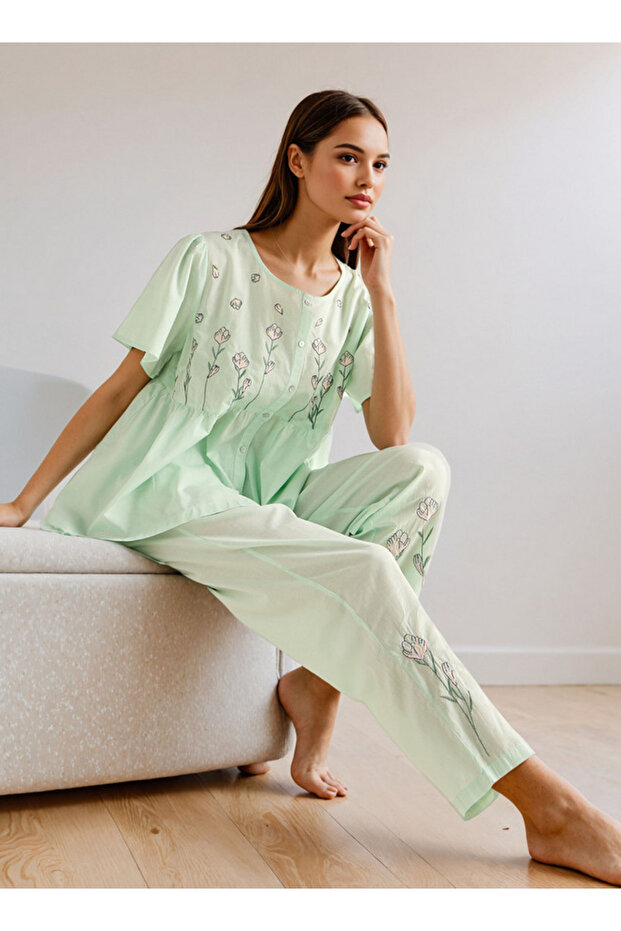 طقم بيجامة مطرز - 1