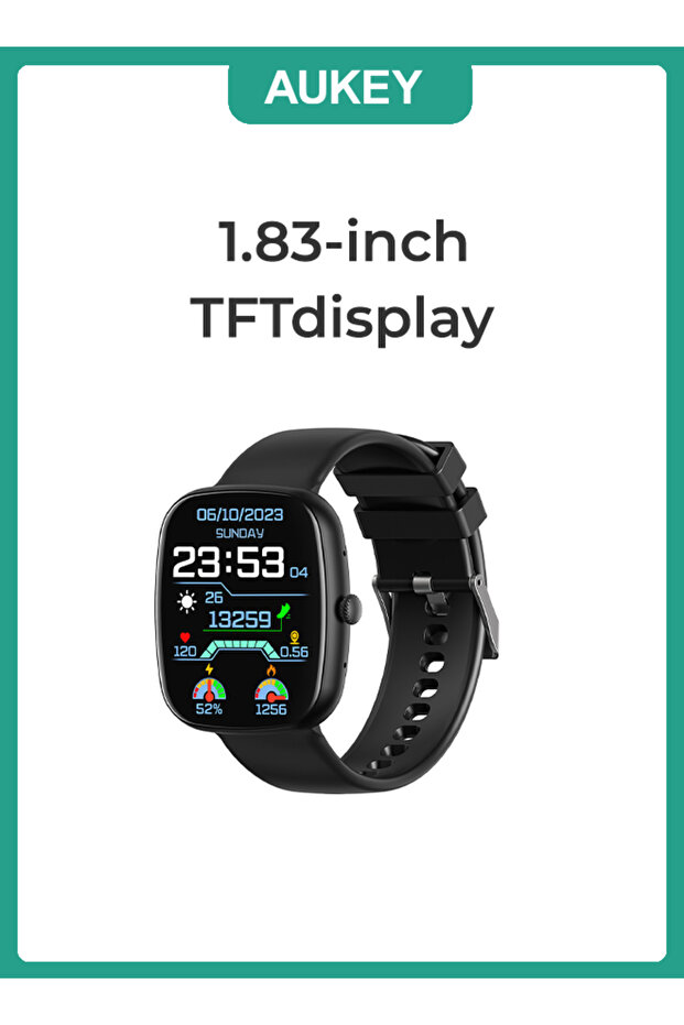 ساعة ذكية مع وظيفة الاتصال، شاشة TFT مقاس 1.83 بوصة، IP68، بطارية تدوم 15 يومًا