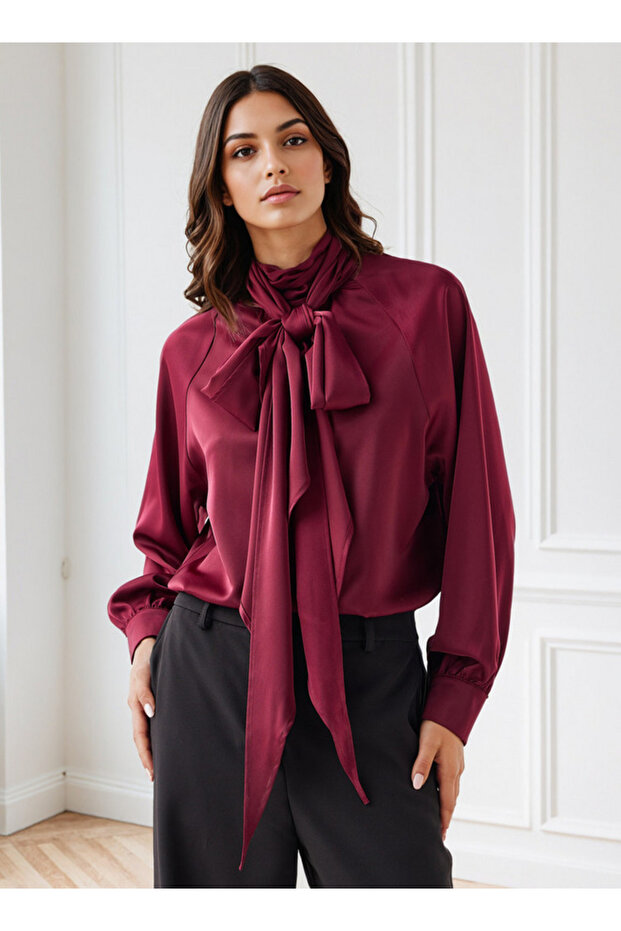 Solid Neck Tie Wrap Top - 1