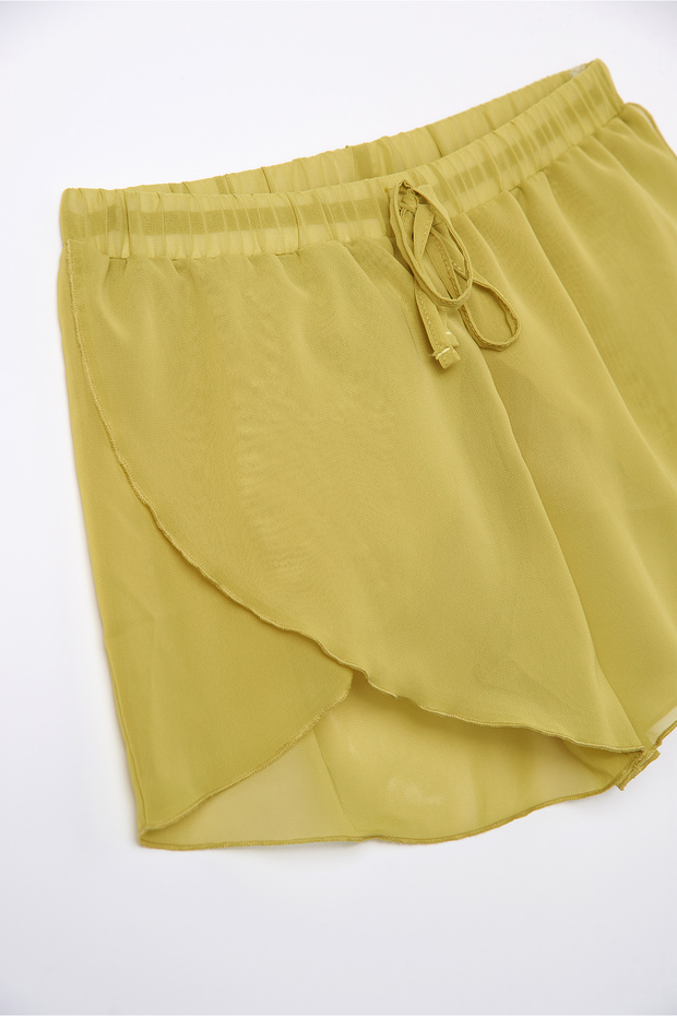 Yeşil Şifon Şort Pareo - 6