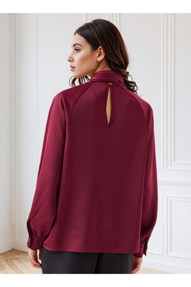 Solid Neck Tie Wrap Top - 4