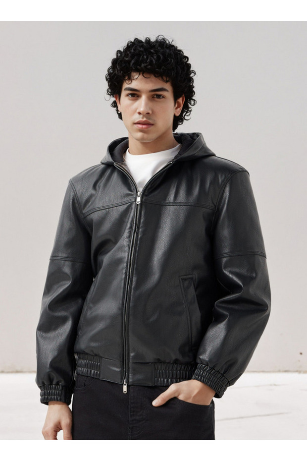 جاكيت بومبر بغطاء رأس للرجال - 1