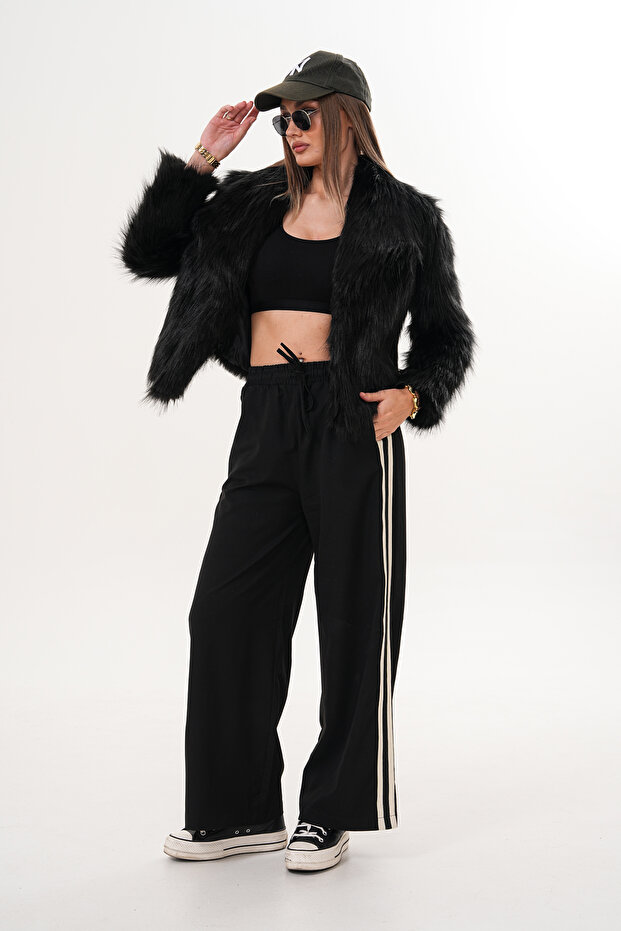 سترة بياقة واسعة من الفرو - 7