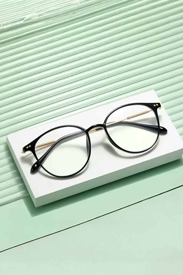 Lumina Blue Light Protection Screen Glasses – Clear Glass | Black Unisex Screen Glasses with Gold Detail