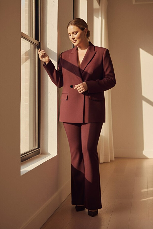 Çift Düğmeli Blazer Ceket | Plus Size - 2