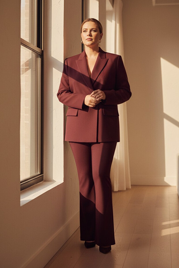 Çift Düğmeli Blazer Ceket | Plus Size - 1