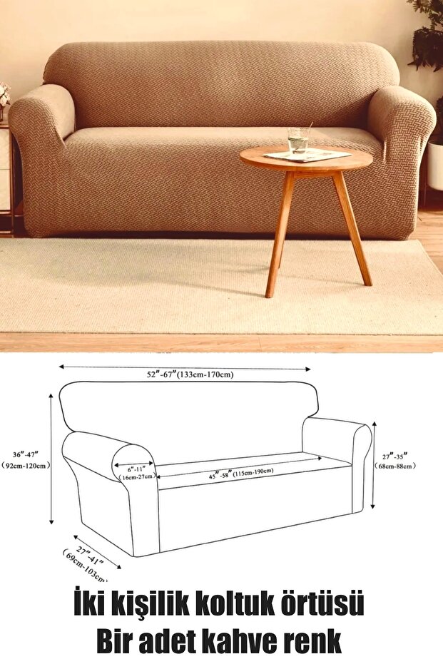 Seat Cover Armchair Slipcover Two Seater 1 Piece Brick Pattern Coffee Color Sofa Cover