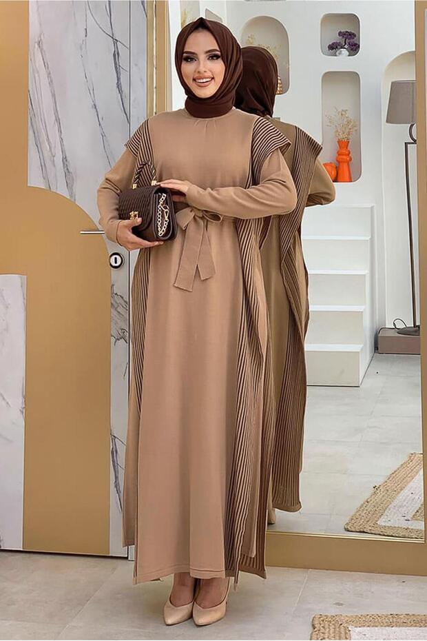 KADIN TABA SİMLİ TRİKO ELBİSELİ TAKIM 30222 - 2