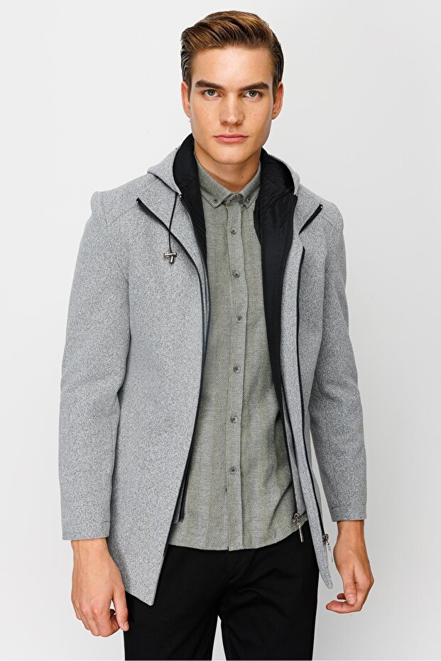 Erkek Gri Kaban - 5