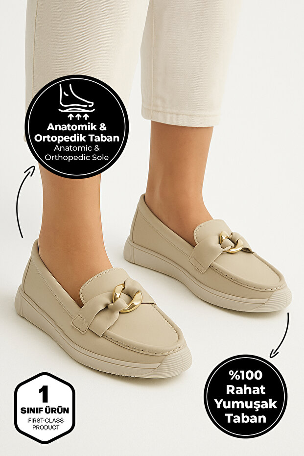 Women's Loafer Shoes Buckle Bow Detail