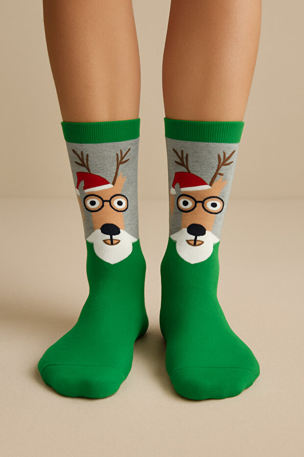 جوارب عيد الميلاد باللون الرمادي - 1