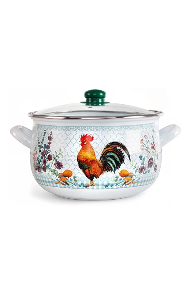 3 lt 20 cm Rooster Enameled Milk Yogurt Soup Pot