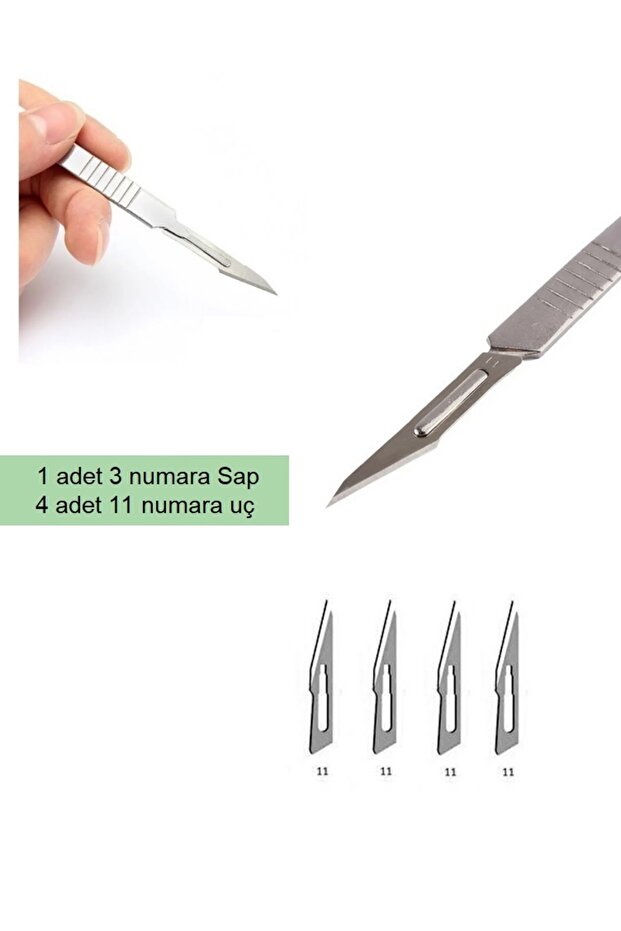 Wood Carving Repair Hand Tool Hobby Knife Set with 4 Blades (4 tips + 1 handle)