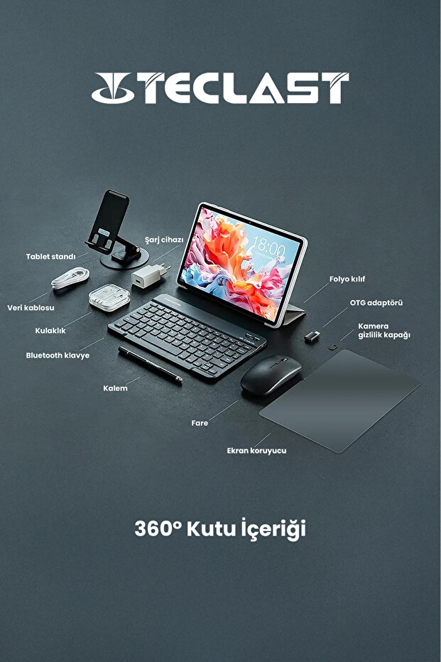 TECLAST P30T 4/128 GB 10.1'' TABLET +KILIF+KLAVYE+MOUSE+KULAKLIK+KALEM+STAND HEDİYELİ