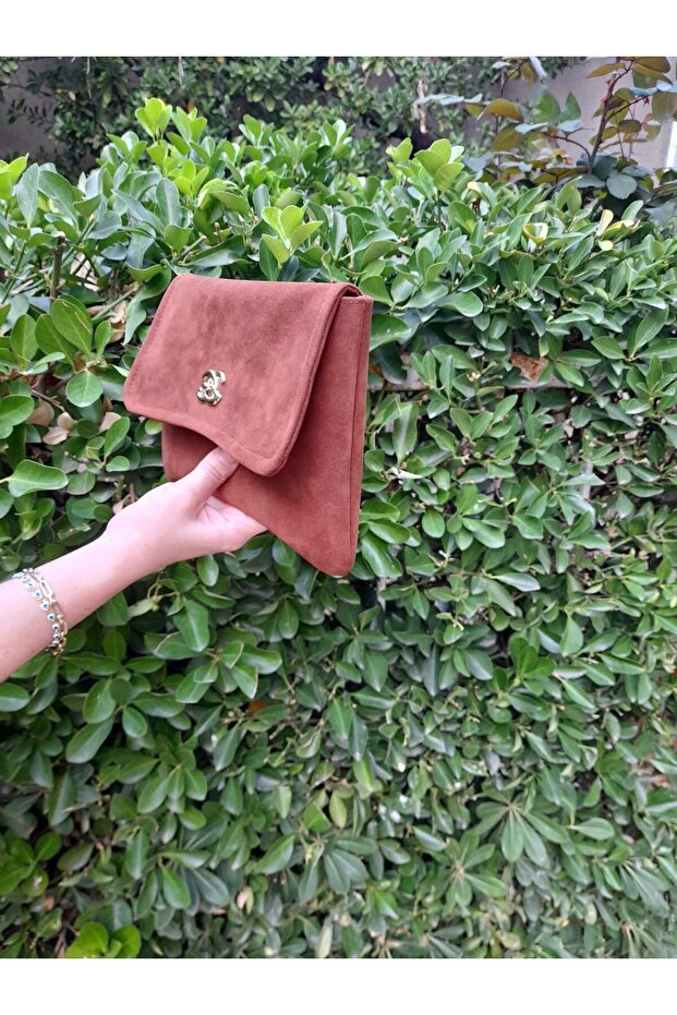 Kapaklı Süet El Çantası - 2