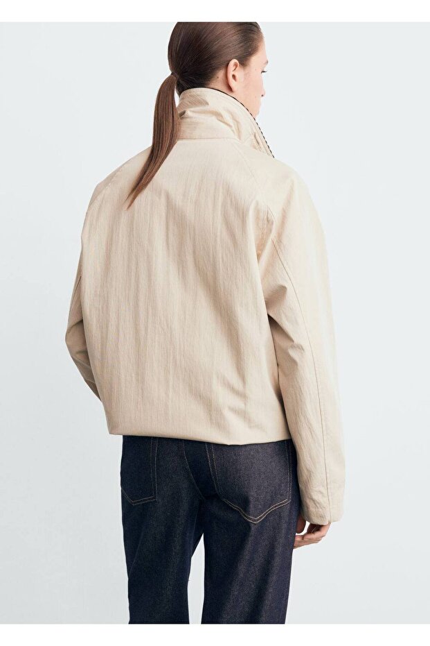 Kadife yaka pamuklu ceket - 4