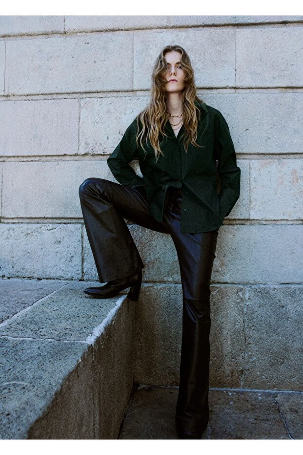 Geniş kesimli cepli gömlek - 2