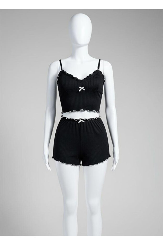 Fiyonklu Şort Pijama Takımı - 1