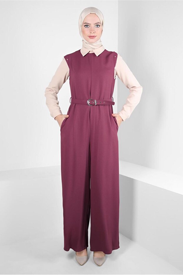 BELTED DOUBLE CREPE JUMPSUIT 44231