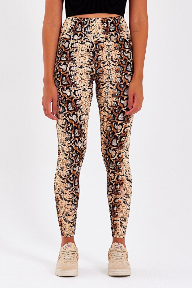 Women's Snake Pattern High Waist Lycra Viscose Leggings