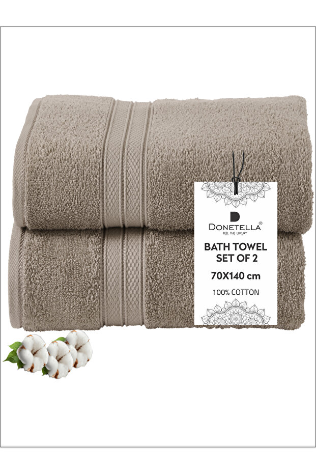 2 - Pcs Premium Bath Towels (70x140cm) 600 GSM 100% Combed Cotton