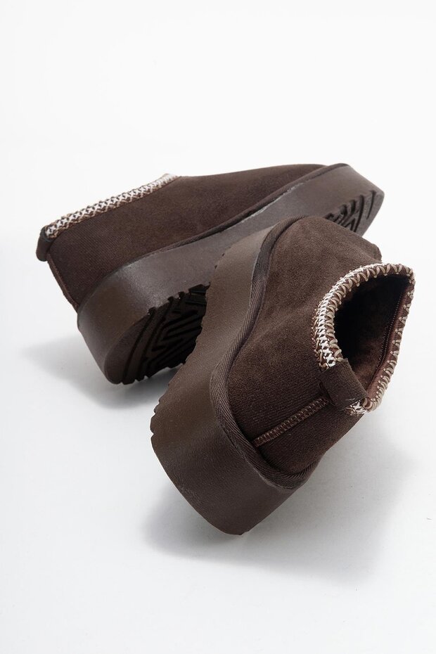 Yüksek Tabanlı Kısa Mini Bot KAHVE - 4