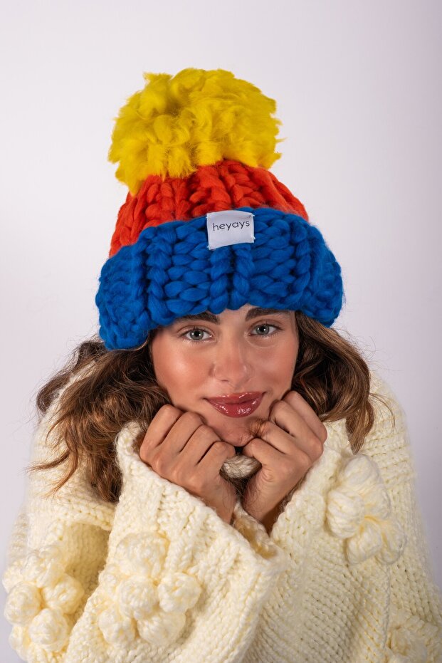 El Örgüsü Ponponlu Kalın Bere - 2