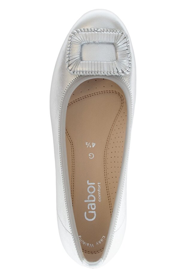 Damen Klassische Ballerina G-Weite 62.623 Silberfarben 10 Silber Leder - 5