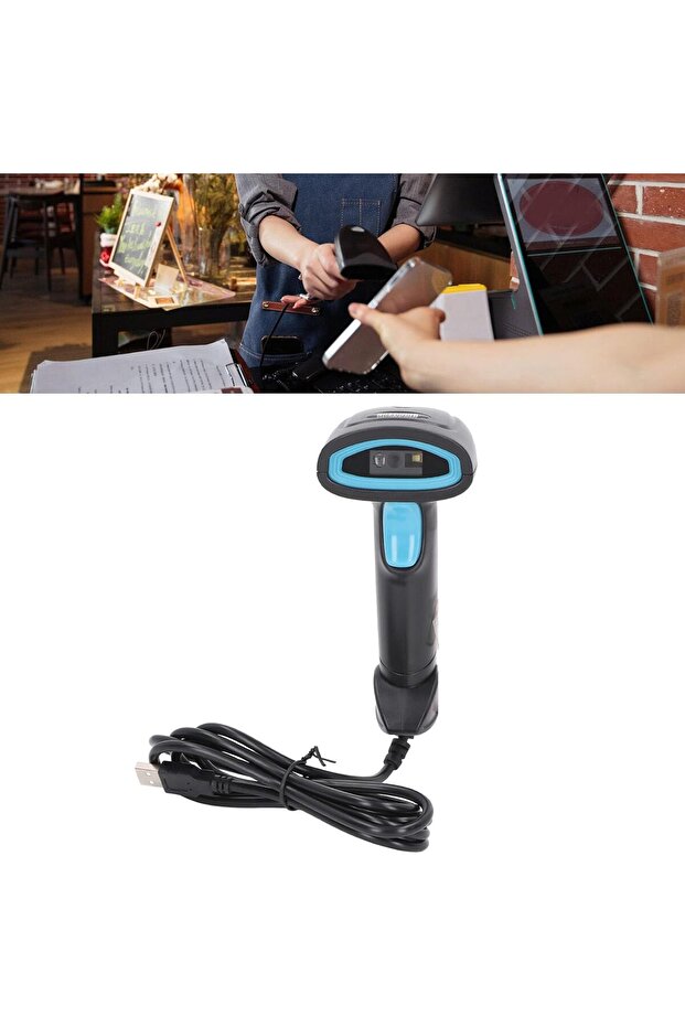 قارئ رمز QR (مربع) للرموز الشريطية السلكية USB 1D 2D مناسب لجميع الأرضيات - 6