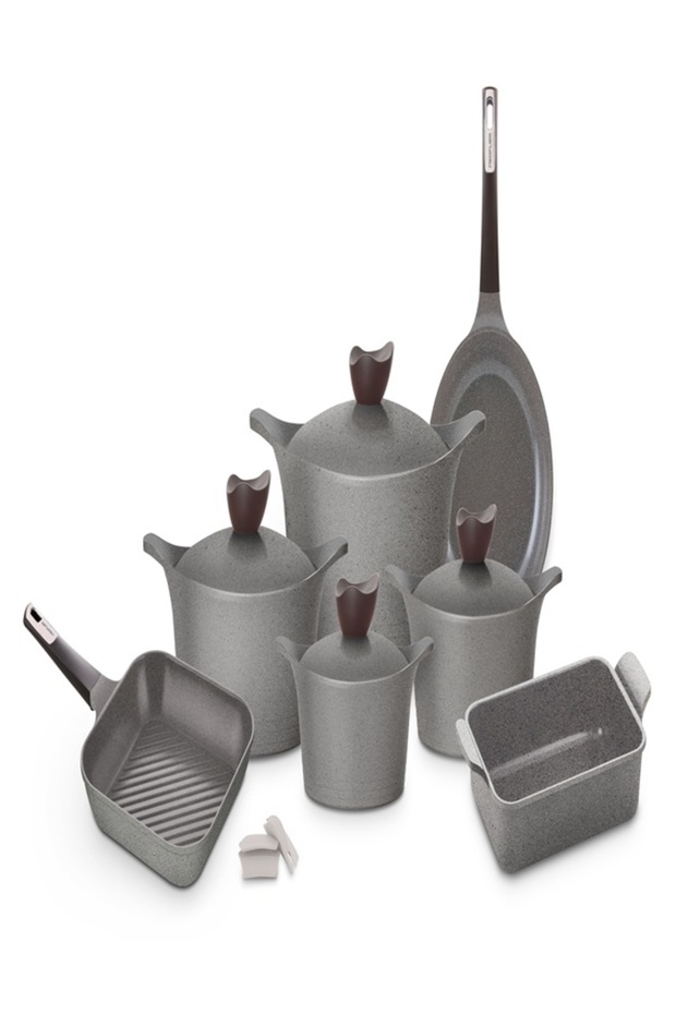 ,Aeni,Cooking set,21pcs,Cast Aluminum,Nonstick Coating,Suitable for all stove,Warm Marble.