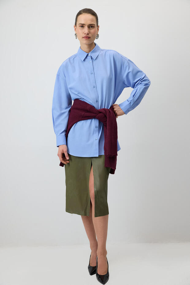 OVERSİZE FİT POPLİN GÖMLEK - 3