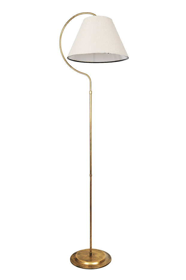 Lambader Gold Lena Elips Siyah Sarı Patine Krem Kumaş Şapka Tek Ayaklı Lambader Salon Köşe Lambası - 6