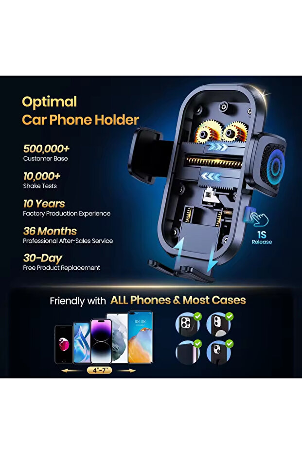 For Air Vent TOPK Car Air Vent Phone Holder for 4"-7" Phones – Hands-Free, Easy Clamp, All Colors - 2