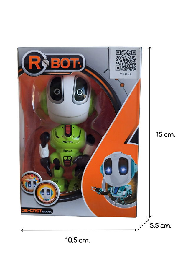 Minik Robot Ses Tekrar Edebilen Die-cast Oyuncak - Yeşil - 4