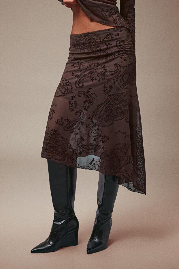 Baskılı midi etek - 4